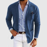 Moderne Herren Strickjacke | Leichter Cardigan Mit Taschen – Blau