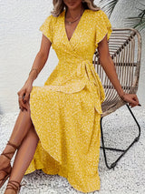 Elara | Fließendes, Bauch-umspielendes Wickelkleid – Gelb