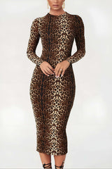 Leona | Elegantes Leopard-Print Midikleid – Wild & Stilvoll – Leopardenmuster