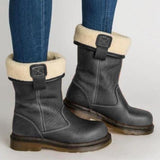 Uma – faltbare damenstiefel aus leder – Grau