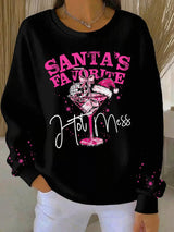 Noa - Weihnachts-Pullover mit festlichem Druck – Schwarz