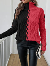 Leovia – Eleganter Gestreifter Pullover Mit Hohem Kragen – Rosarot
