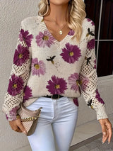 Tatyana - Stilvolle Strickjacke Mit V-Ausschnitt – Lila