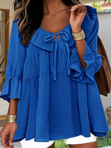 Garbine – Elegante Bluse Mit Rüschen Am Ausschnitt – Blau