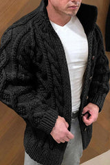 Benjamin - Herrenstrickjacke mit Stehkragen – Schwarz