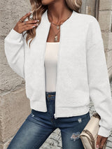 Jemma – Langärmelige Jacke Mit Reißverschluss – Weiß