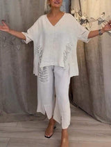 Ebony - Zweiteiliges Sommer Outfit Setzen – Weiß