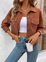 Nichola – Langärmelige Jacke Mit Knopfleiste – Kaffee
