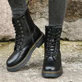 Jalessa - bequeme stiefel mit schnürsenkeln und reißverschluss – Schwarz