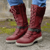 Damen-Schnürstiefel mit mittlerer schafthöhe | Wintertauglich – Rot