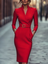 Vistara™ - Moderne Kleid mit Gürtel – Rot
