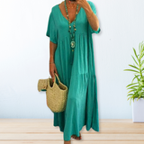Maelis | Baumwolle-Leinen Kleid – Türkis