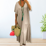 Maelis | Baumwolle-Leinen Kleid – Beige (Fast ausverkauft)