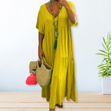 Maelis | Baumwolle-Leinen Kleid – Gelb