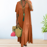 Maelis | Baumwolle-Leinen Kleid – Orange (Fast ausverkauft)