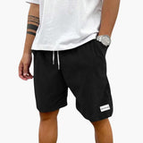 Herren Sommer Shorts mit Kordelzug und Cordstruktur – Schwarz
