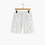 Herren Slim Fit Jeansshorts mit Stretch und Umschlag-Saum – Weiß
