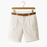 Herren Sommer Shorts aus Leinenmix mit Cargotaschen – Weiß