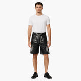 Traditionelle kurze Lederhose für Herren - Oktoberfest 2025 – Schwarz