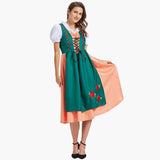 Traditionelles Dirndl für Damen - Oktoberfest 2025 – Grün / Pfirsich