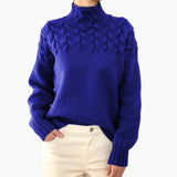 Rollkragen Strickpullover für Damen – Blau