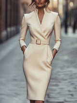 Vistara™ - Moderne Kleid mit Gürtel – Beige