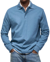 Felix | Luxus Langarm-Poloshirt – Blau