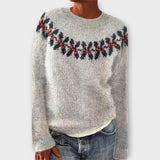 Sanira – Weihnachtspullover mit Muster – Grau