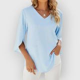 Rachel | Bluse mit V-Ausschnitt – Blau