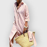 Cristiana | Bequemes, gestreiftes Maxikleid – Rosa