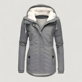 Elva | Warme Damenjacke mit Kapuze – Grau