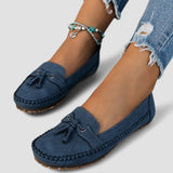 Charlotte | Bequeme Mokassins mit Schleife – Blau