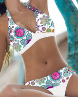 Minerva - stylischer Bikini für Frauen mit hoher Taille – Weiß Rosa