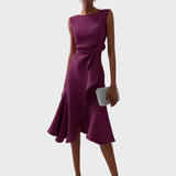 Sheila - Stilvolles Damen-Midikleid mit Rüschendetails – Lila