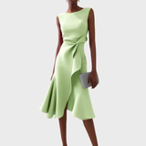Elfriede | Damen Ärmelloses Midikleid Drapiert Asymmetrisch – Asymm. Midi Drapiert 2026 – Hellgrün