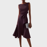 Elfriede | Damen Ärmelloses Midikleid Drapiert Asymmetrisch – Asymm. Midi Drapiert 2026 – Dunkellila
