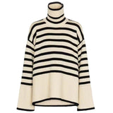 Natalie – gestreifter rollkragenpullover – Beige