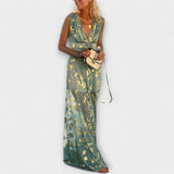 Almera – Leichtes Maxikleid mit goldenen Reflexen – Blau