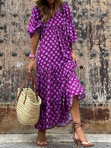 Paisley | Bohemian Breeze V-Neck Maxi Dress – Lila