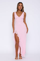 Olyne | Langes Kleid mit V-Ausschnitt – Rose
