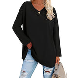 Alicia™ - Lässiger V-Ausschnitt Pullover – Schwarz