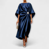 Elegant Shimmer Satin Maxi Dress – Mitternachtsblau