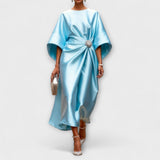 Elegant Shimmer Satin Maxi Dress – Himmelblau