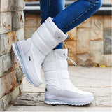 Winterschuhe Damen | Mittelhoch mit Vorderem Reißverschluss – Weiß