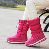 Winterschuhe Damen | Mittelhoch mit Vorderem Reißverschluss – Rosa
