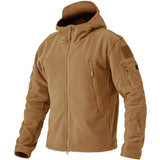 Herren Outdoor Fleecejacke | Kapuze Reißverschluss Langarm – Khaki