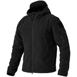 Herren Outdoor Fleecejacke | Kapuze Reißverschluss Langarm – Schwarz