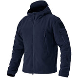 Herren Outdoor Fleecejacke | Kapuze Reißverschluss Langarm – Blau