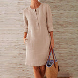 Tina - Stilvolles Damen Freizeit Kleid – Beige