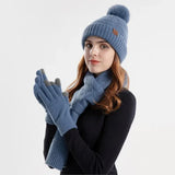 Trendy Damen Winter Beanie Set - Lara – Blau